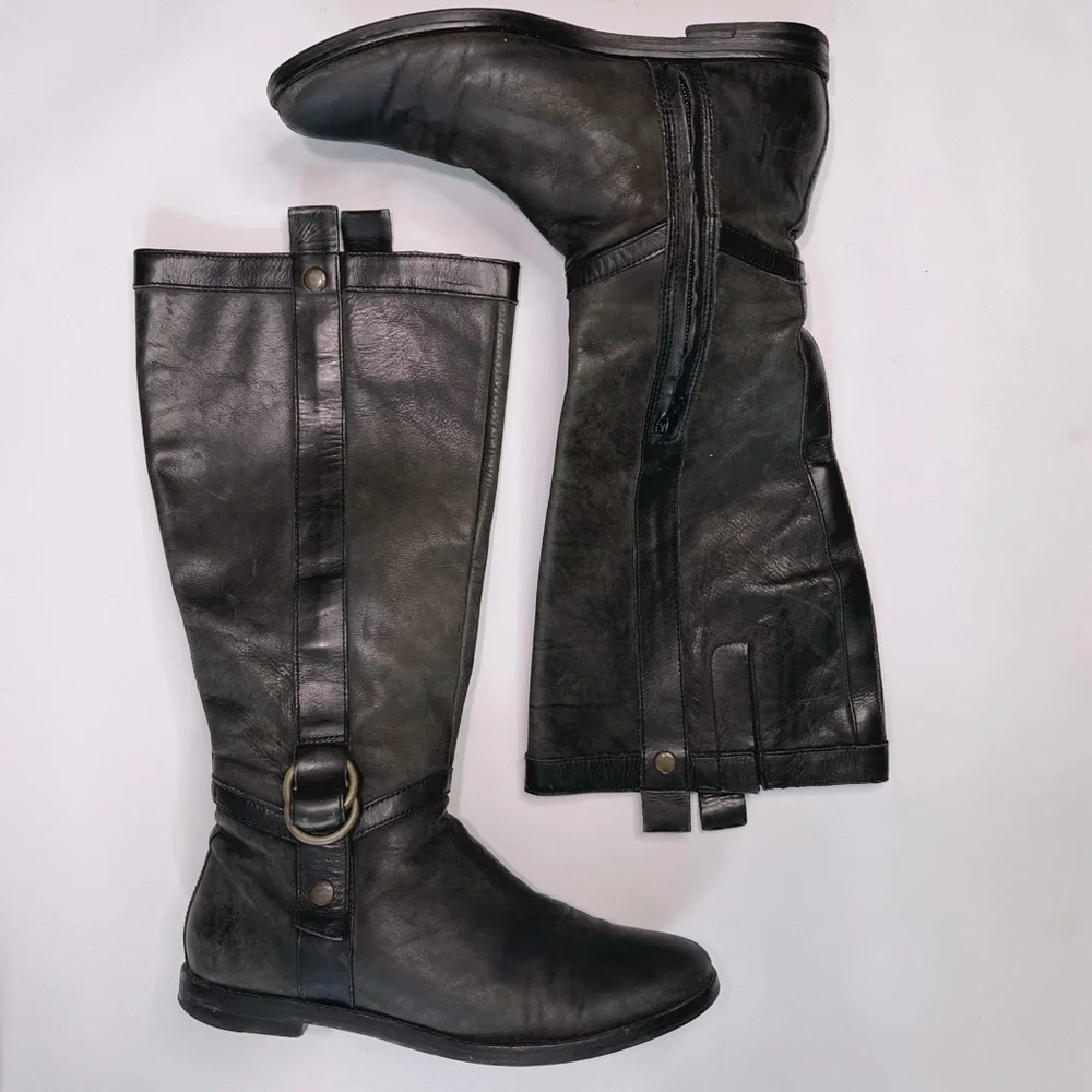 Cole Haan x Nike Air Liberty Distressed Leather Riding Boots - Picture 2 of 8